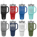 40oz Travel Tumbler- With Handle and Straw