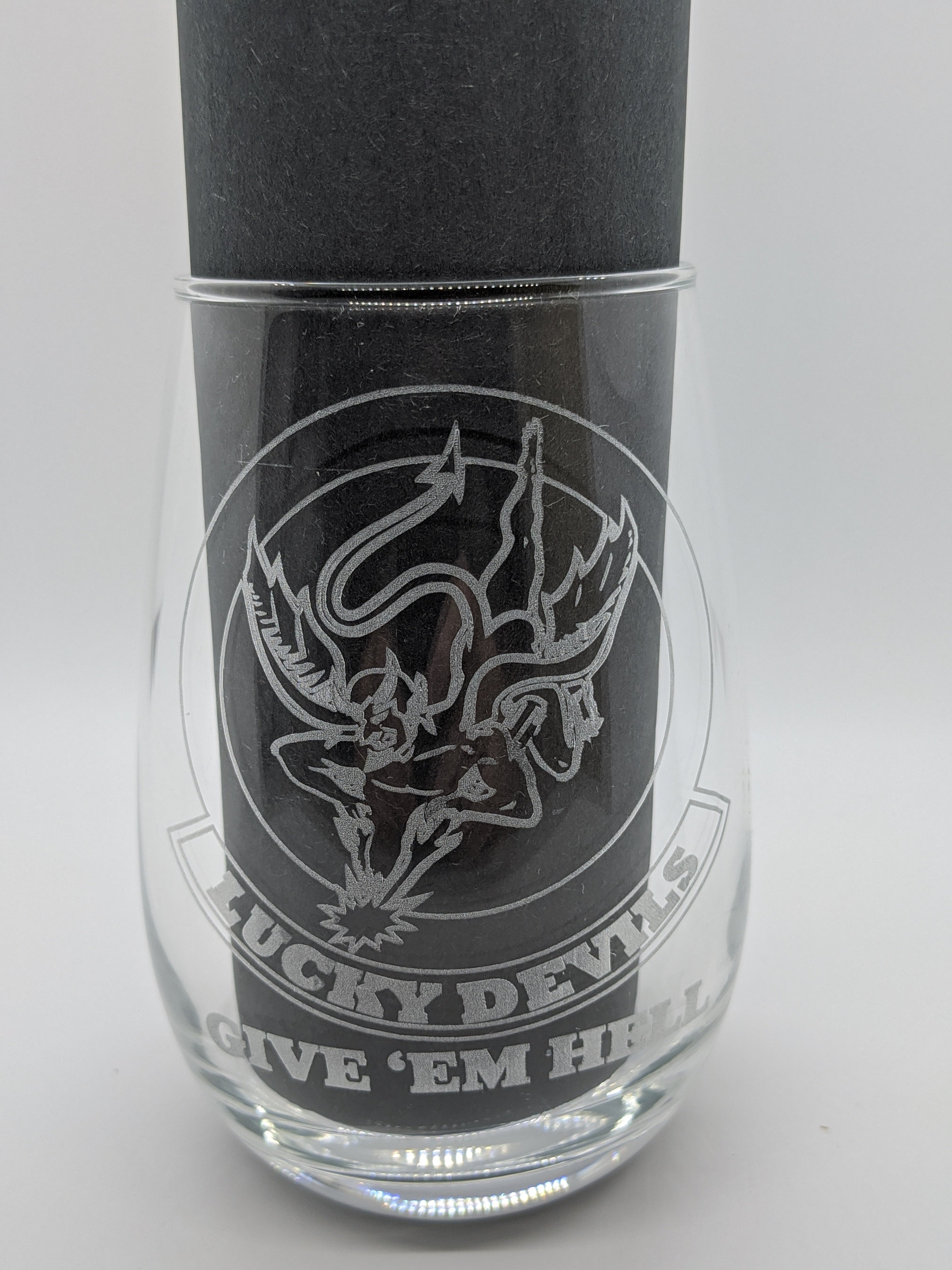 15oz Stemless Wine glass Glass-Squadron Graphics