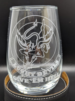 15oz Stemless Wine glass Glass-Squadron Graphics
