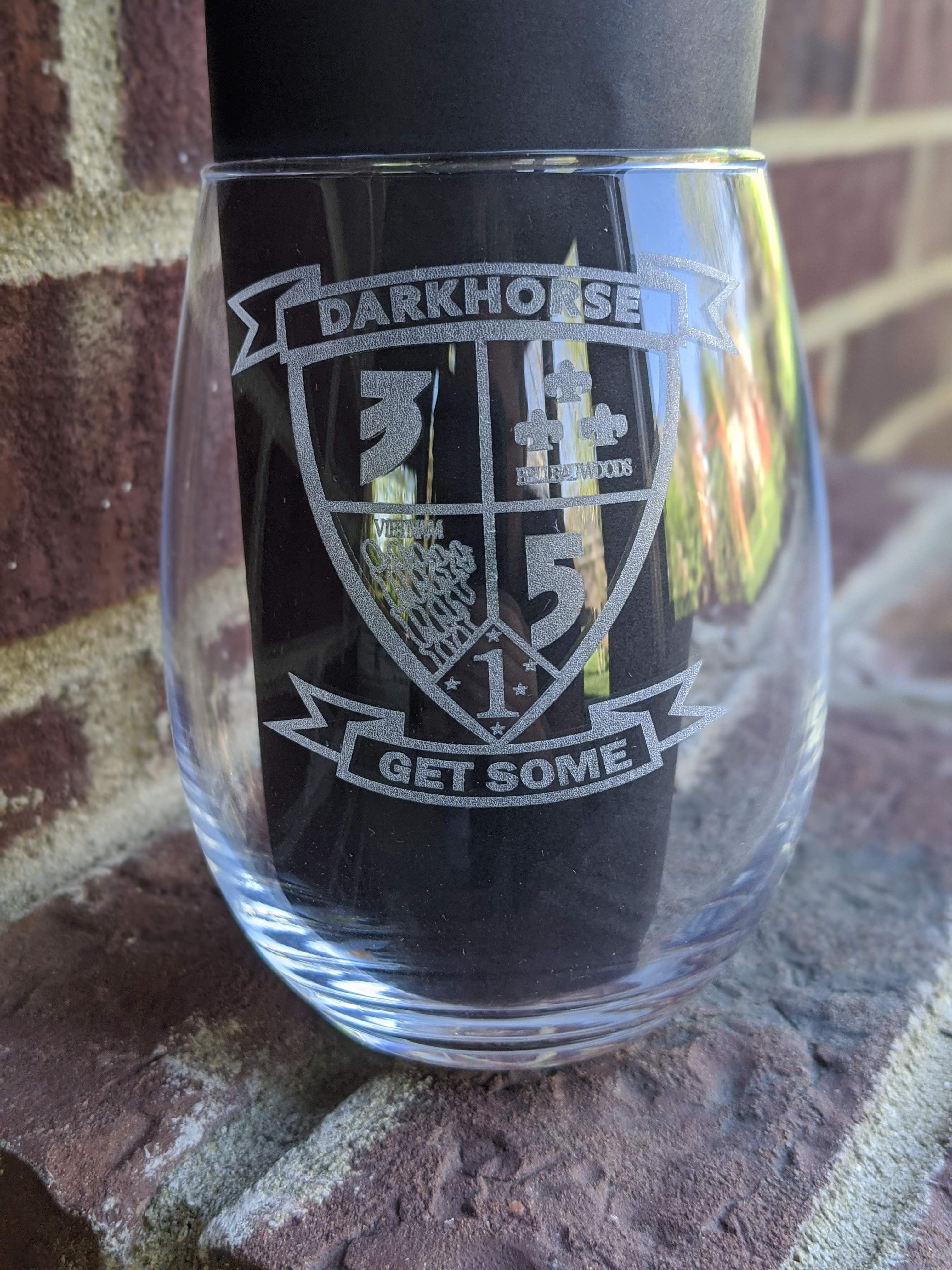 15oz Stemless Wine glass Glass-Squadron Graphics