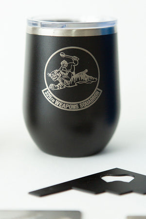 Laser Engraved Stemless Powdercoated Wineglass