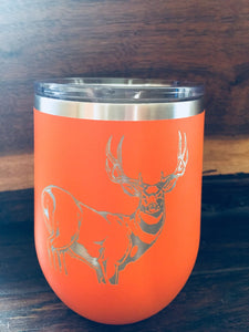 Hunting Season Laser Engraved Stemless Powdercoated Wineglass