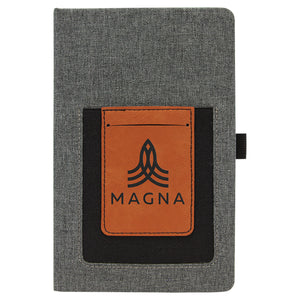 5 1/4" x 8 1/4" Laserable Leatherette Journal with Cell/Card Slot