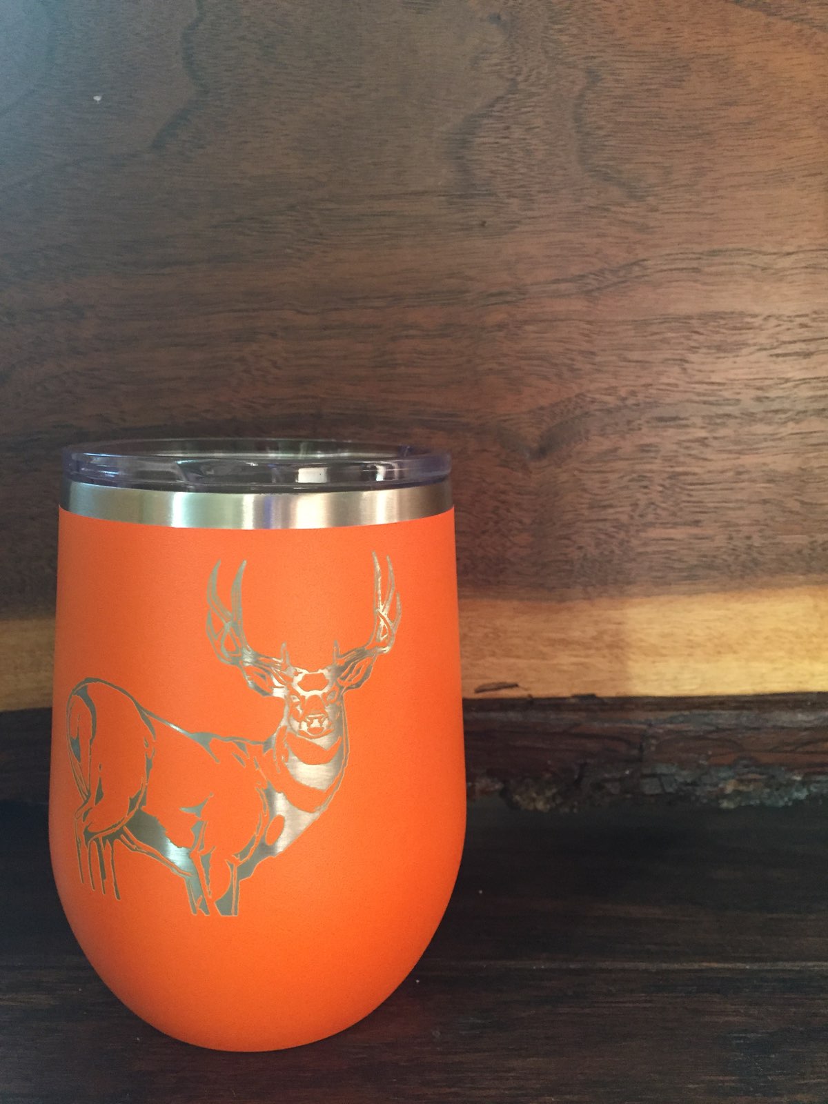Hunting Season Laser Engraved Stemless Powdercoated Wineglass